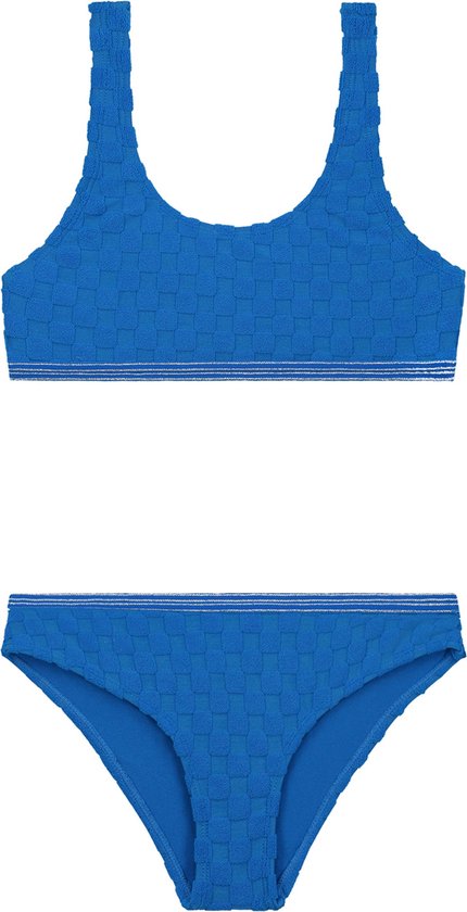 SHIWI Girls RUBY bikini set check structure Bikiniset - electric blue check - Maat 158/164