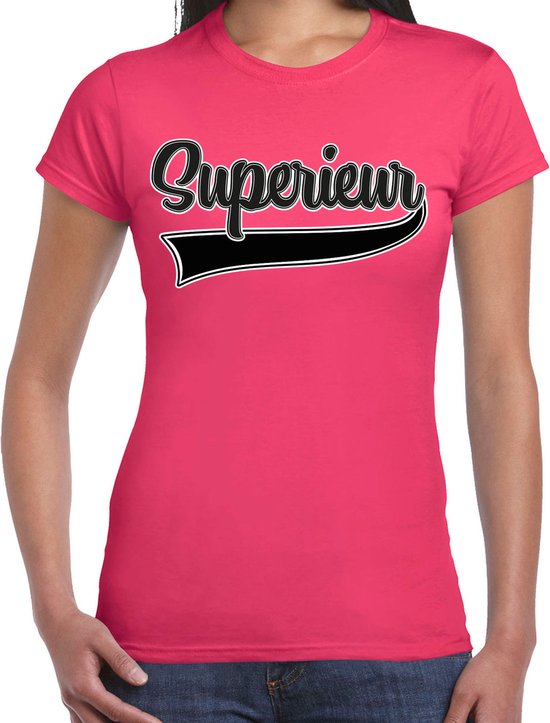 Bellatio Decorations Verkleed T-shirt voor dames - superieur - roze - foute party - carnaval XS