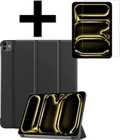 Hoes Geschikt voor iPad Pro 2024 (13 inch) Hoes Luxe Hoesje Book Case Met Screenprotector - Hoesje Geschikt voor iPad Pro 2024 13 inch (7e generatie) Hoes Cover - Zwart