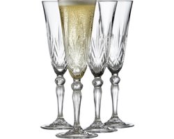 Lyngby Glas Melodia kristal champagneglazen - 160 cl - set van 4 - champagneflutes, glazen voor prosecco en cava, vaatwasserbestendig