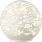 J-Line decoratie Bal Vissen - glas - wit - LED lichtjes - large