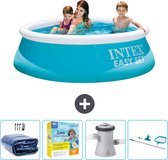 Intex Rond Opblaasbaar Easy Set Zwembad - 183 x 51 cm - Blauw - Inclusief Solarzeil - Onderhoudspakket - Zwembadfilterpomp - Schoonmaakset