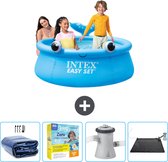 Intex Rond Opblaasbaar Easy Set Zwembad - 183 x 51 cm - Blauw - Walvis - Inclusief Solarzeil - Onderhoudspakket - Zwembadfilterpomp - Solar Mat