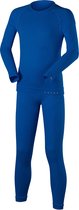 FALKE Maximum Warm SET Tight/ Longsleeve warmend, anti zweet functioneel ondergoed sportbroek kinderen blauw - Matt 146-152
