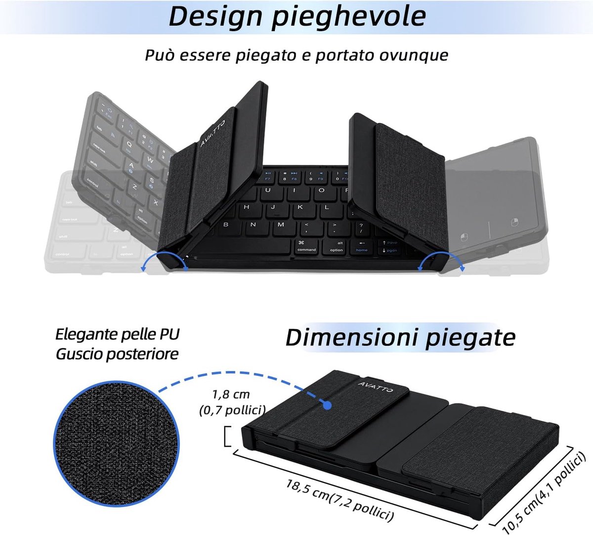 Opvouwbaar toetsenbord - Bluetooth - Mini toetsenbord - Klein toetsenbord - Compact - Foldable keyboard - Must have voor uw werk! thumbnail 6