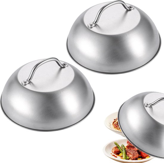 Lot De 2 Couvercles à Hamburger, Cloche à Hamburger En Acier Inoxydable, Cloche à Hamburger Avec Tournevis, Convient Pour Les Steaks, Les Hamburgers, La Cuisine, 16 X 6,7 Cm