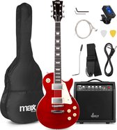 Max Gigkit LP Elektrische gitaar - complete set met 40 Watt versterker en accessoires - Donker rood