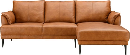 Loungebank Rechts Tan - Metaal/Leer - 233x155x88cm - Soul