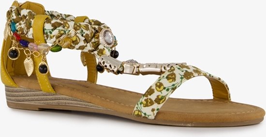 Supercracks dames sandalen met kettinkjes geel - Maat 38