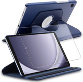 ebestStar - Hoes voor Samsung Galaxy Tab A9 8.7 (2023) SM-X110, Roterende Etui, 360° Draaibare hoesje, Donkerblauw + Gehard Glas
