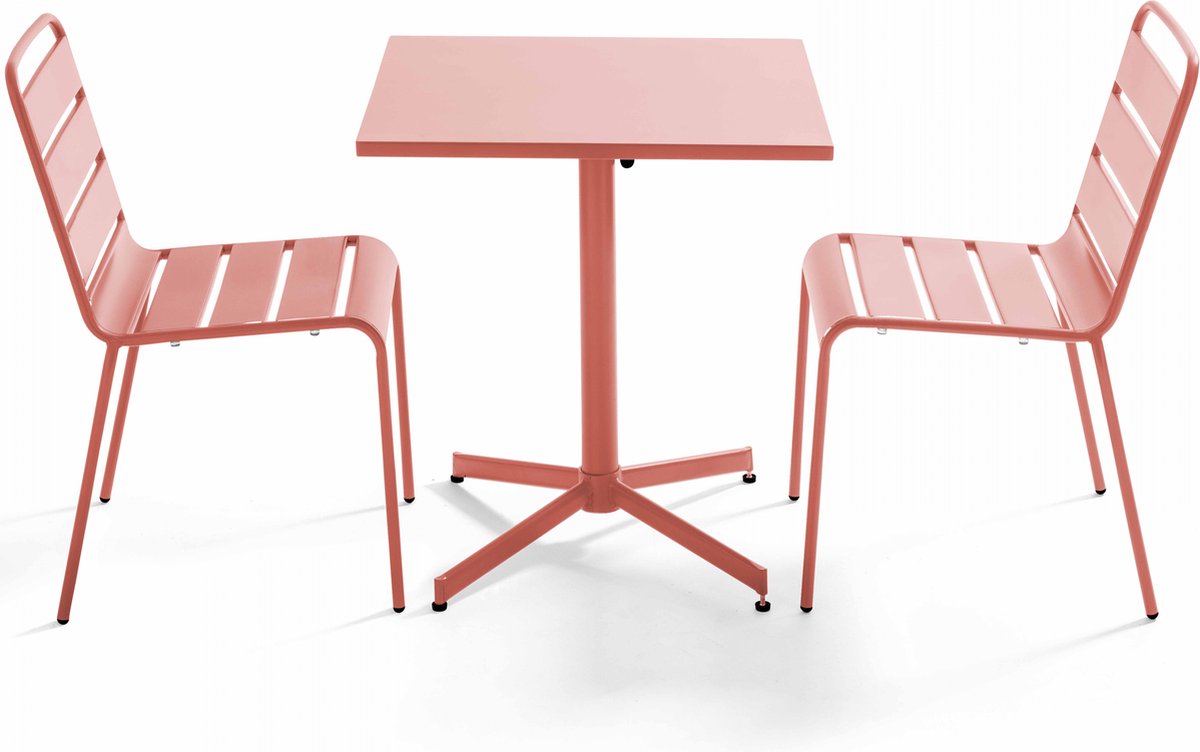 Oviala - Set van een vierkante tuin tafel en 2 klei stoelen - Palavas