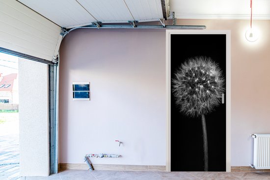Sticker de porte Pissenlit - Zwart - Fleurs - Botanique - 90x235 cm - Poster de porte
