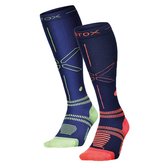 STOX Energy Socks - 2 Pack Sportsokken voor Mannen - Premium Compressiesokken - Kleuren: Donkerblauw/Geel en Navy/Oranje - Maat: Medium - 2 Paar - Voordeel - Mt 40-44