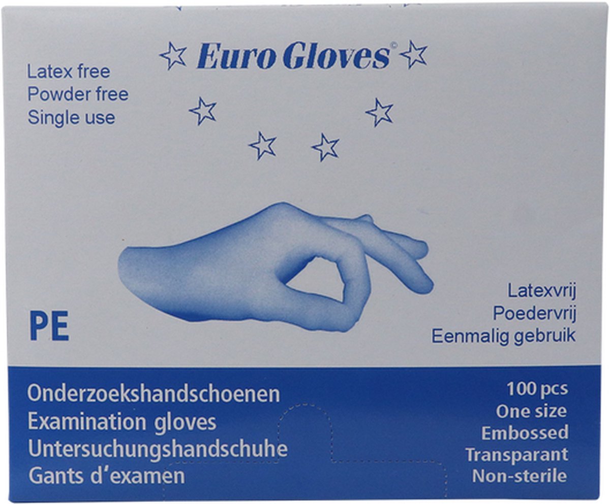 Goedkoopste Eurogloves handschoenen plastic geruwde handschoen - One-size- 100 x 100 stuks voordeelverpakking