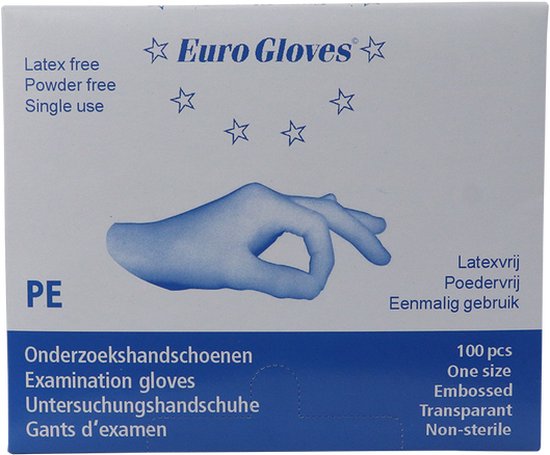 Eurogloves handschoenen plastic geruwde handschoen - One-size- 100 x 100 stuks voordeelverpakking