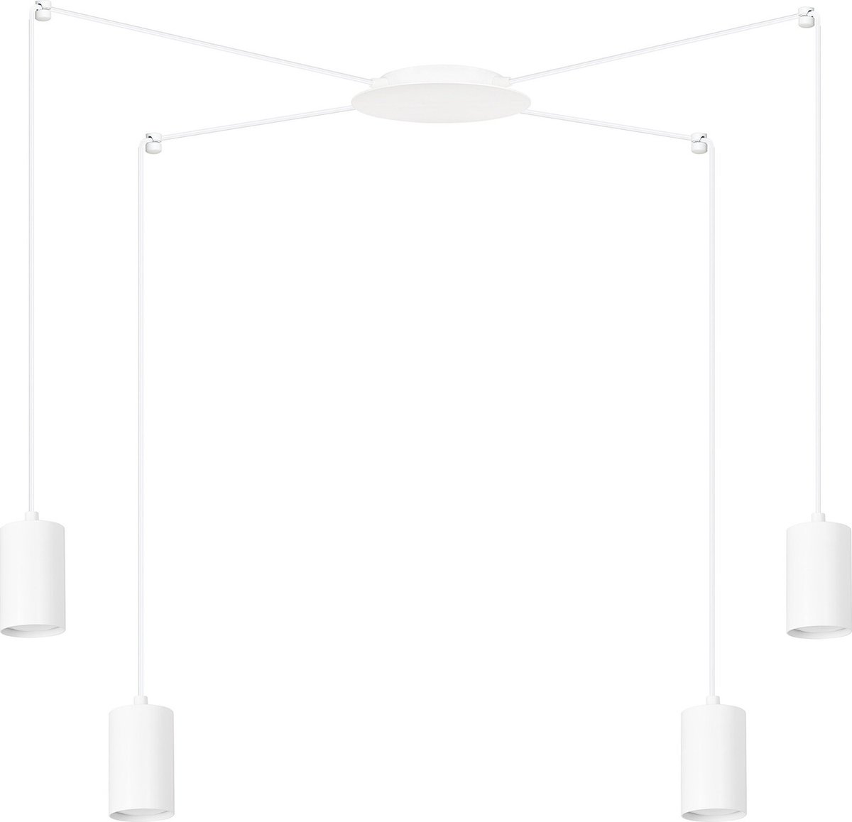 Emibig Vantaa medium witte spider hanglamp met 4 witte kokers metaal GU10 - Perfect voor moderne interieurs