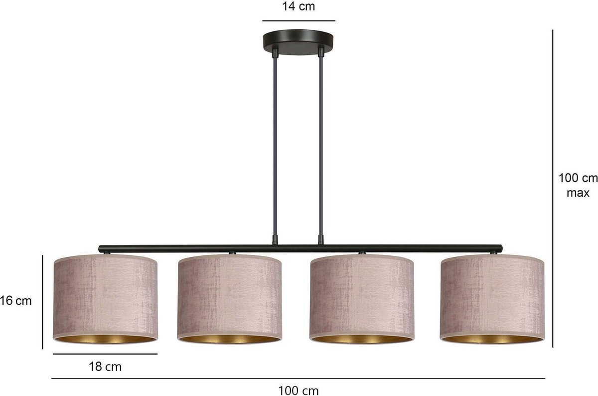 Emibig Norddjurs mooie brede hanglamp roze rond 4x E27 - Perfecte verlichting voor elke ruimte
