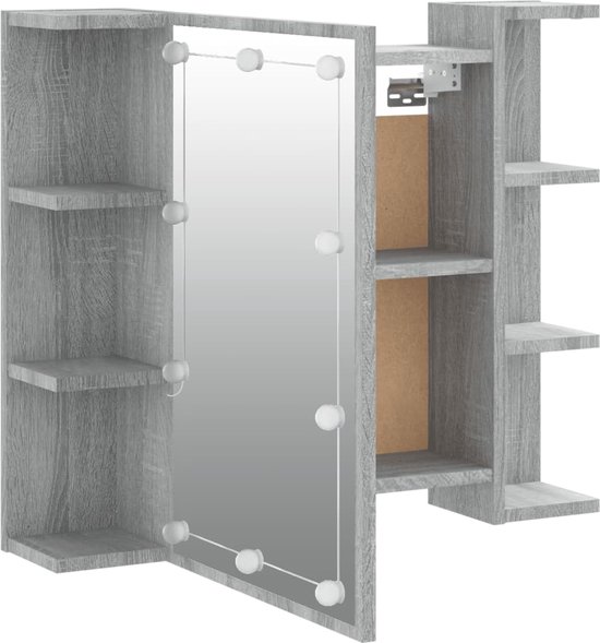 vidaXL Spiegelkast met LED-verlichting 70x16,5x60 cm gerookt eiken