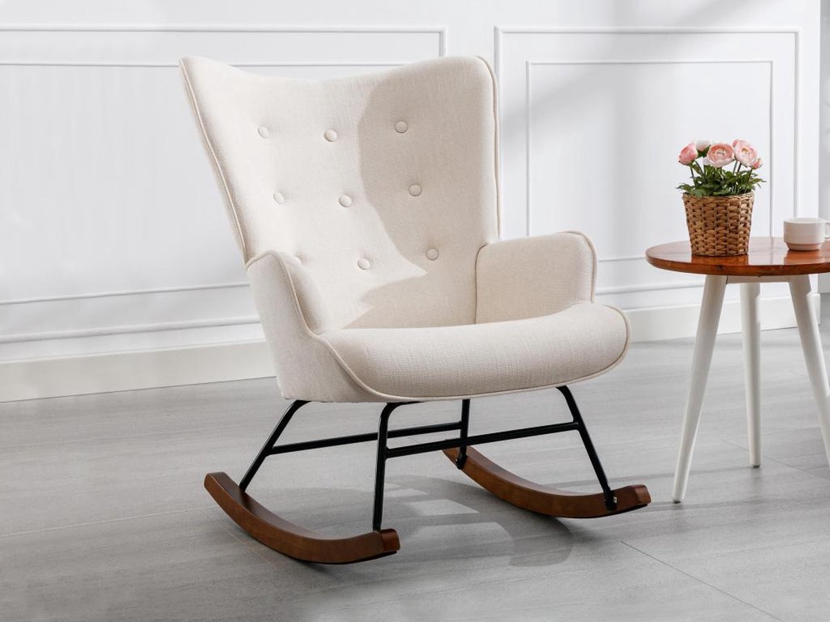 Vente-unique Schommelstoel van beige gechineerde stof ELMINA II