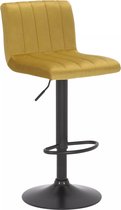 In And OutdoorMatch Barkruk Aubrey - Velvet geel - Zithoogte 62-83 cm - Met rugleuning - In hoogte verstelbaar - Set van 1 - Ergonomische - barstoelen - Keuken