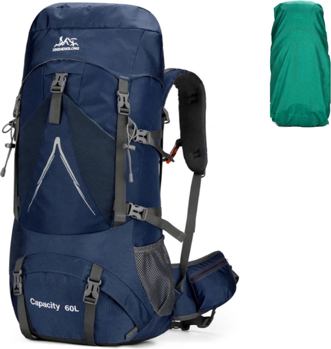 Avoir Avoir®-Backpack – 60L – Blauw – Hiking Rugzak voor Wandelen en Kamperen – incl. Regenhoes en Drinksysteem – Apart Schoenopbergvak – Reflecterende Strip – Duurzaam Nylon – Backpacks- Bestand tegen Ruige Omstandigheden – Regen – bol.com