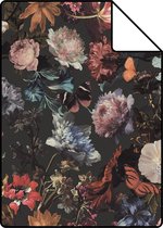 Proefstaal ESTAhome behangpapier bloemen donkergrijs - 139172 - 26,5 x 21 cm