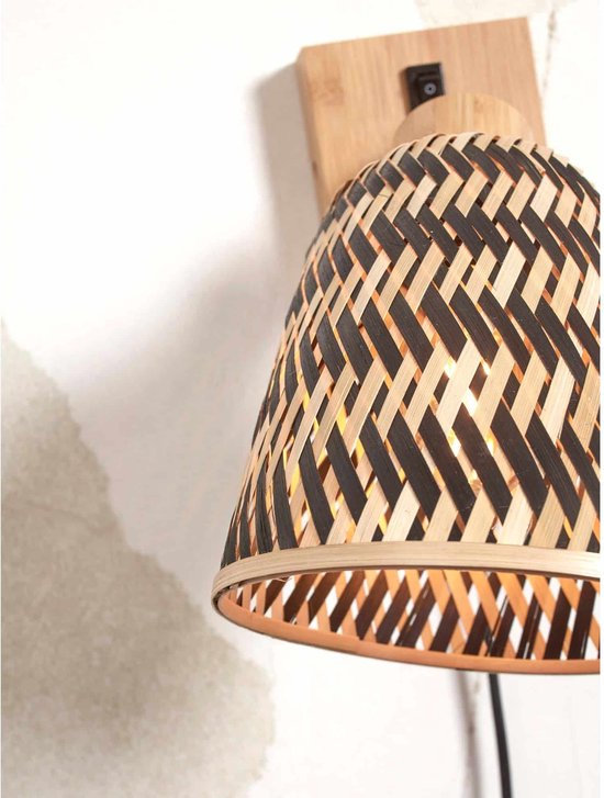 GOOD&MOJO Wandlamp Java - Bamboe Naturel/Zwart - Ø15cm - Binnen Modern ...