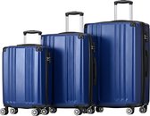 Blazelife Kofferset - Koffer Set - 3 Delig - Reiskoffer set - Reiskoffer met wielen - 38L+60L+98L - ABS - Handbagage - Reiskoffer groot - BLAUW