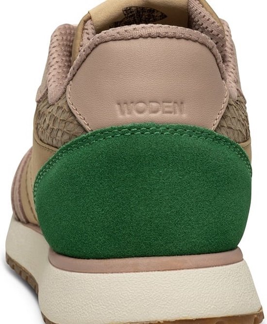 Woden Ronja groen met beige dames sneakers