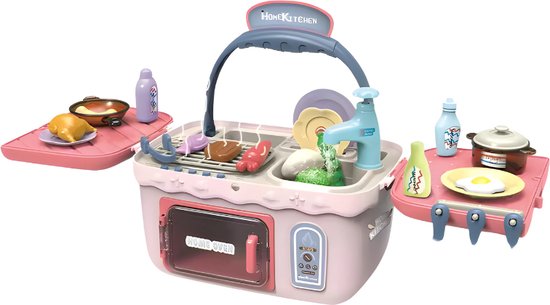 GoudenGracht Keuken Speelgoed - Picknick Mand - Speelgoed winkel - Speelgoed Keuken - Speelgoed Eten - Roze