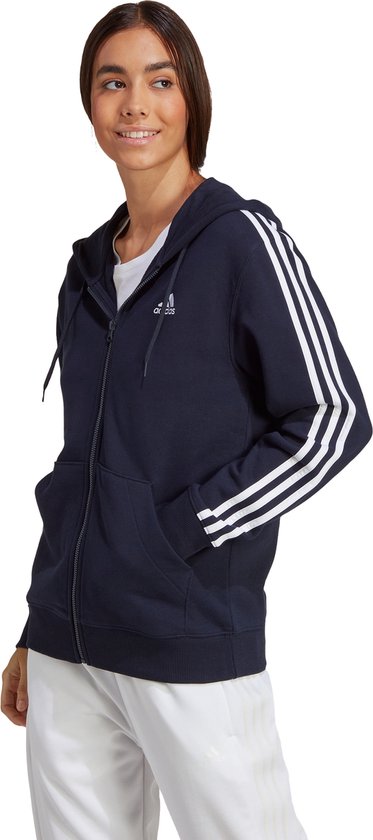 adidas Sportswear Essentials 3-Stripes French Terry Regular Ritshoodie - Dames - Blauw- XS