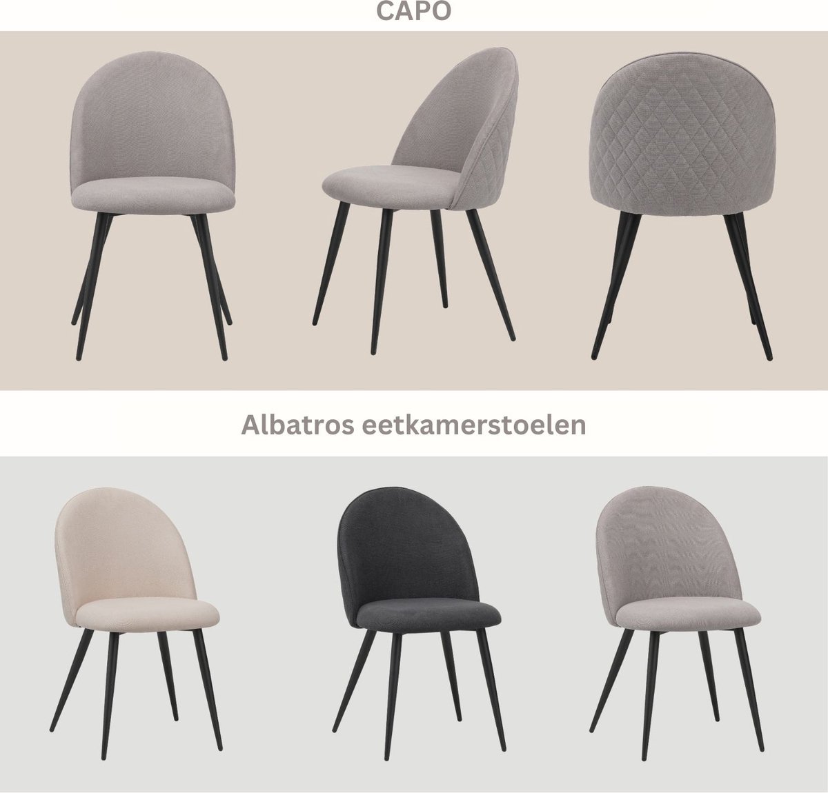 Albatros Capo Eetkamerstoelen met Stoffen Bekleding, Set van 4, Beige - Stijlvol Vintage Ontwerp, stoffen bekleding, SGS-getest Gestoffeerde Stoel - Moderne Keukenstoel, Eetkamerstoel – foto 5