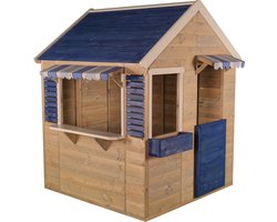 Houten speelhuis - Strandwinkel - Blauw - Huisje voor buiten / tuin - FSC hout - Voor kinderen - 120 x 120 cm - EU product