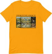 Hieronymus Bosch 'De Tuin der Lusten' ("The Garden of Earthly Delights") Beroemd Schilderij T-Shirt | Unisex Klassiek Kunst T-shirt | Goud | L