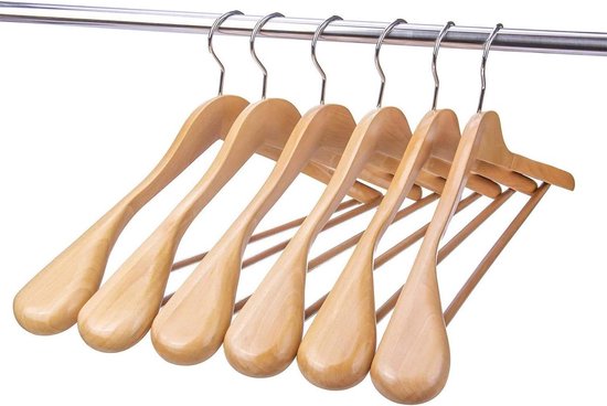 Houten kledinghanger met anti-slip knijpers voor shirts en broeken - De Kledinghanger Gigant