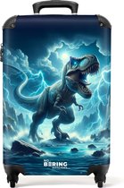 Bol.com NoBoringSuitcases.com® - Kinderkoffer jongen - Blauwe dino - Kindertrolley jongens - Handbagage koffer lichtgewicht - Re... aanbieding