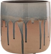 J-Line Pot De Fleur Goutte Ceramique Beige/Gris Large