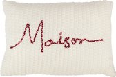 J-Line kussen Maison - polyester/acryl - rood/wit