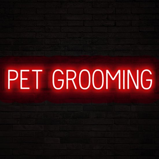 PET GROOMING - Lichtreclame Neon LED bord verlicht | SpellBrite | 109,9 x 16 cm | 6 Dimstanden & 8 Lichtanimaties | Reclamebord neon verlichting