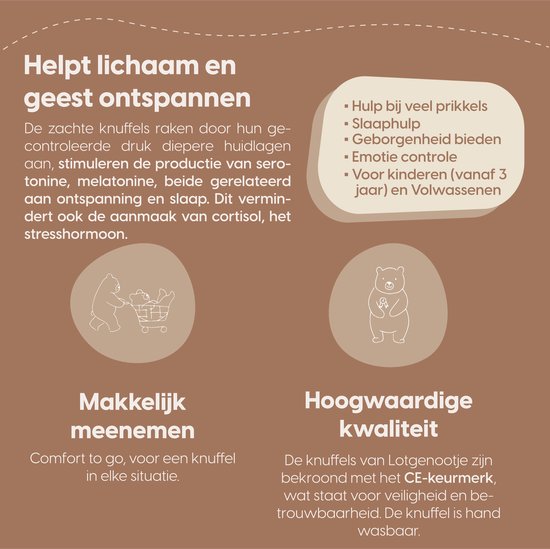 Lotgenootje Verzwaringsknuffel Beer - 45cm/2kg - Verzwaarde Knuffel - Weighted Stuffed Animal - Sensorisch Speelgoed - Zware Knuffel Anxiety - Plushie