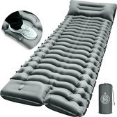 Kochar Slaapmat zelfopblazend - Slaapmat met ingebouwde voetpomp & hoofdkussen - Extra groot formaat - Camping matras - Slaapmatje - Grijs