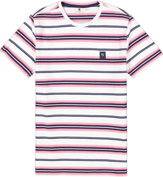 Garcia T-shirt Gestreept T Shirt Q41008 9786 Vibrant Pink Mannen Maat - 3XL