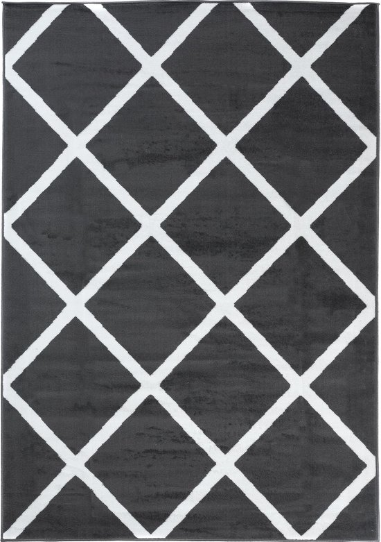 Tapiso atlas tapis de salon moderne marron noir peau zèbre panthère 160x230 6600A BLACK 1,60-2
