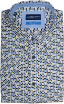 Bos Bright Blue 19107WO30BO Casual overhemd met korte mouwen - Maat 3XL - Heren