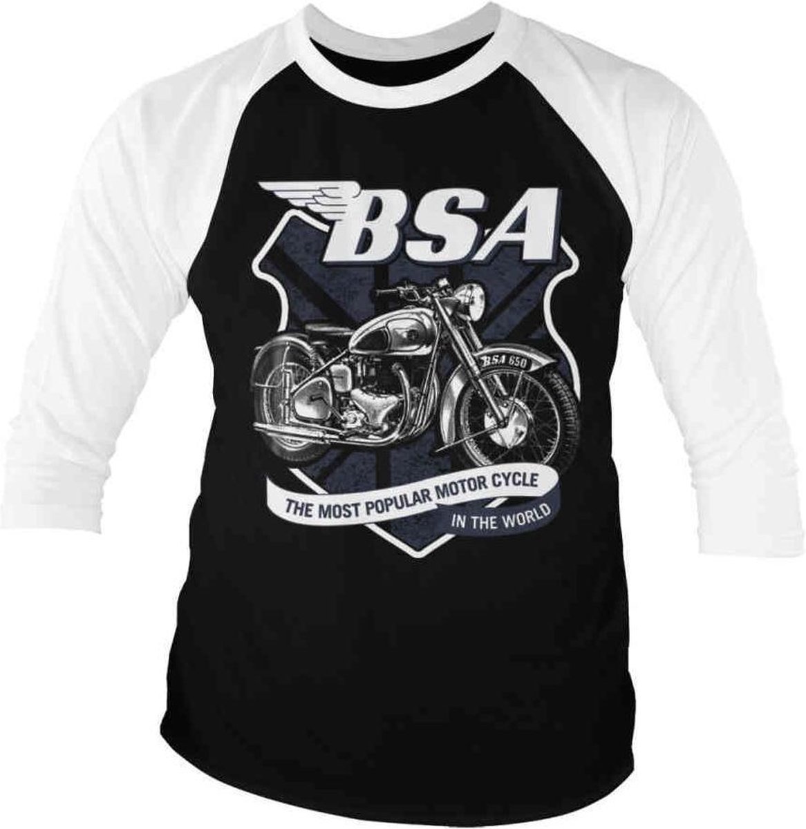 BSA Raglan top -M- 650 Shield Zwart/Wit