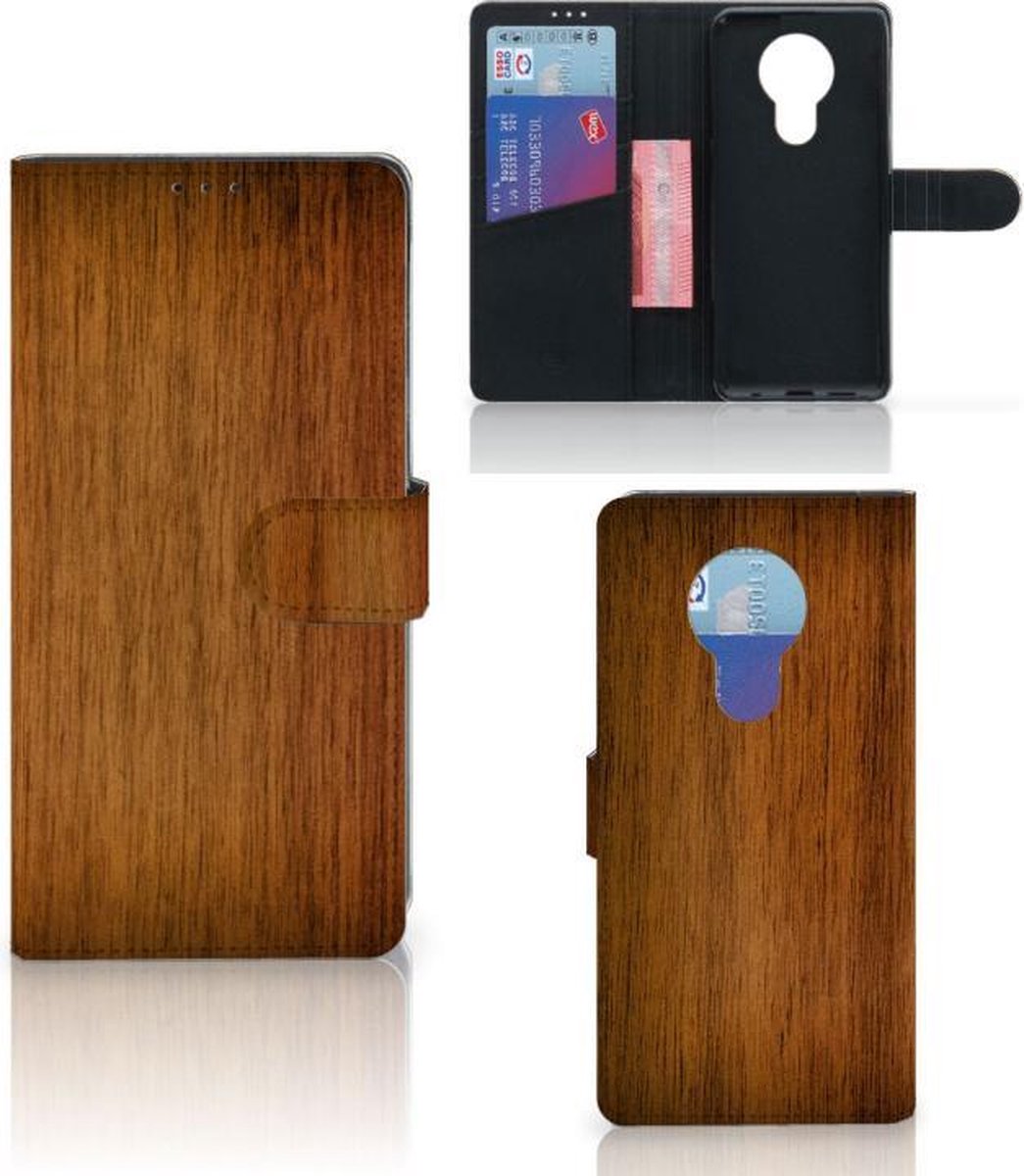 Boekhoesje voor Nokia 5.3 Book Style Case Donker Hout