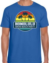 Honolulu zomer t-shirt / shirt Honolulu bikini beach party voor heren - blauw - Honolulu beach party outfit / vakantie kleding /  strandfeest shirt S