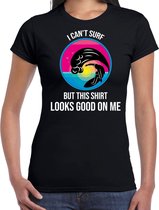 I can not surf but this shirt looks good on me fun tekst t-shirt / shirt  - zwart - voor dames - fun tekst / grappige shirts / surf outfit XS