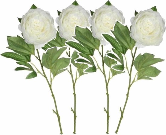 Set de 4x pivoine blanche crème / roses de 76 cm - Bouquets de fleurs  Fleurs... | bol.com