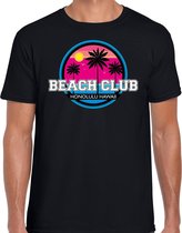 Beach club zomer t-shirt / shirt Beach club Honolulu Hawaii zwart voor heren - zwart - Beach club party outfit / vakantie kleding / feest shirt XL